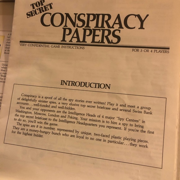 Vintage Milton Bradley Conspiracy Theory Board Game 1983 Espionage 10+ Complete - Picture 13 of 16
